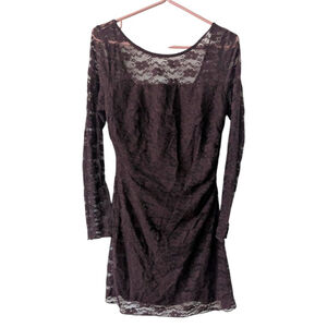 Emerald Sundae Brown Floral Lace Mini Dress - L - NWT